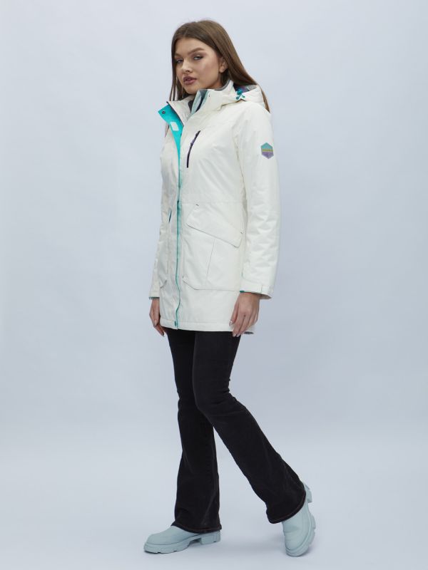 White hooded parka for women 551996Bl